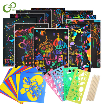 Magic Color Rainbow Scratch Art Paper Card Set with Graffiti