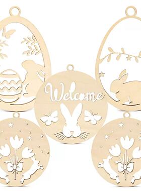 Easter Wooden Egg Bunny Pendant Easter Diy Home Graffiti Par