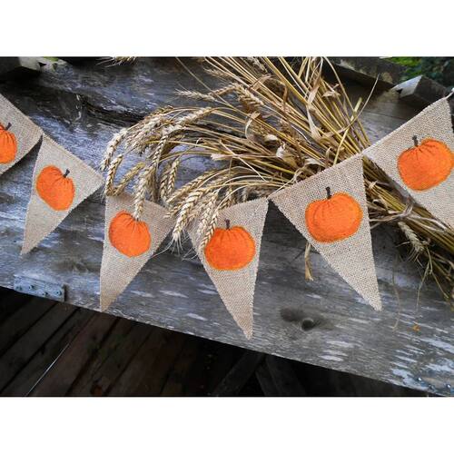 Thanksgiving Banner Fall Rustic Burlap Banner Halloween Part