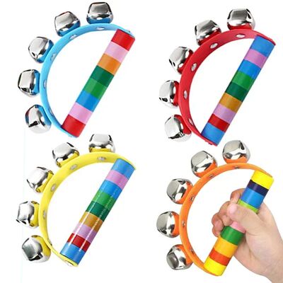1/2PCS  Colorful Rainbow Hand Held Bell Half Round Percussio