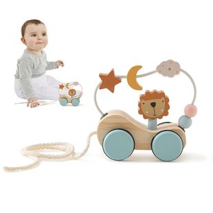 Montessori Wooden Baby Trailer Toys Multi-Function Colorful