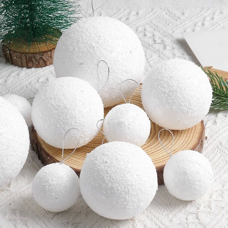 4/6/8CM 6Pcs White Foam Christmas Ball Christmas Tree Hangin