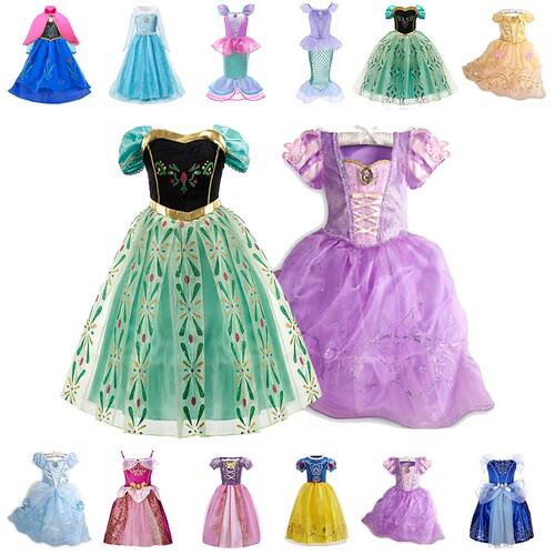 Girls Princess Dress Kids Cinderella Snow White Aurora Sofia