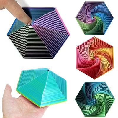 3D Printed Fractal Fidget Hexagon 7cm Portable Playing Senso