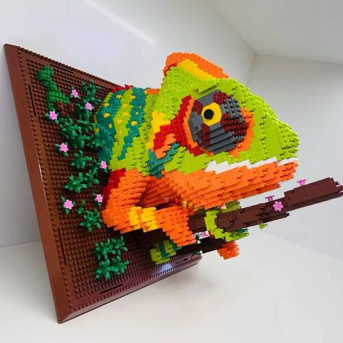 3D Building Blocks Shark Monster Head Mural Wall Block DIY A