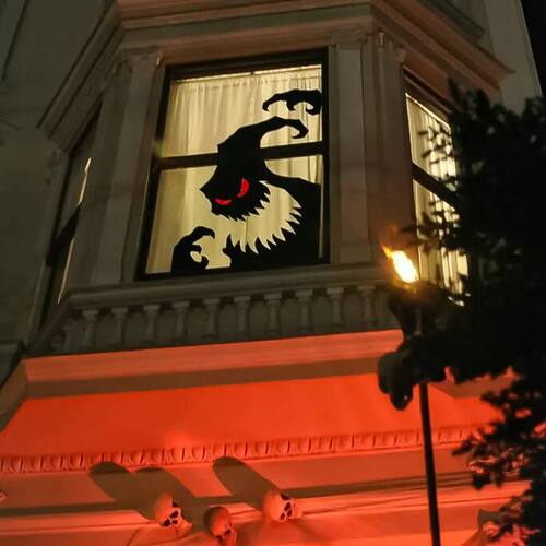 Halloween Decoration Room Door Stickers Window Decor Skeleto