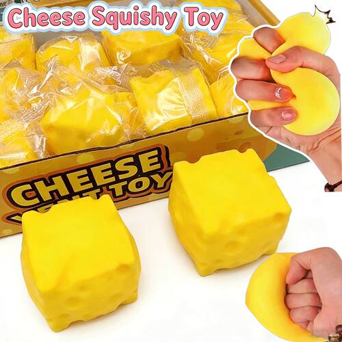 Portable Cheese Squeeze Toy Fidget Stress Relief Squishy Bal