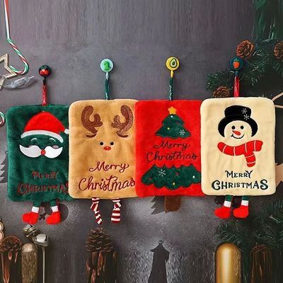 Merry Christmas hand towel, thickened coral fleece cartoon c