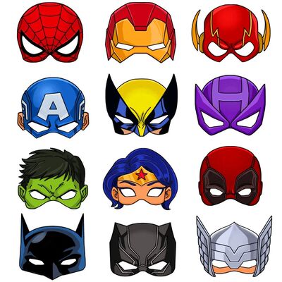 12pcs Anime Avengers Heroes Spider Man Hulk Cosplay Felt Mas