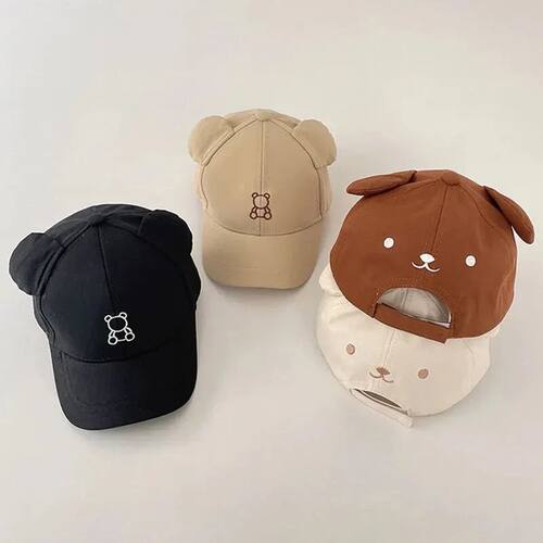 Cartoon Bear Baby Baseball Cap Cute Solid Color Toddler Sun