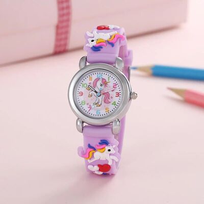 NewColorful Cartoon Unicorn Student and Children's Watch Qua