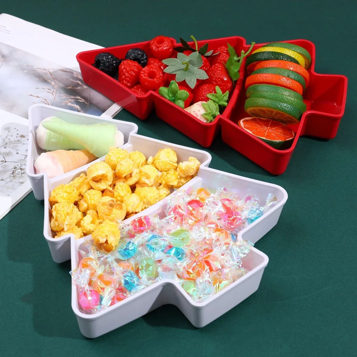 Christmas Tree Snack Plate, Xmas Party Decor for Home, Navid