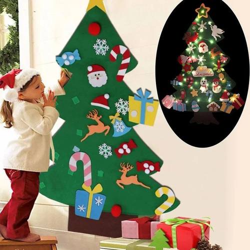 Kids DIY Montessori Wall Felt Christmas Tree for Children Ba