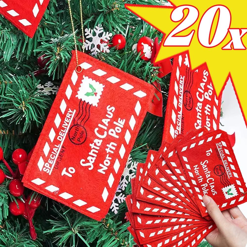 20Pcs Christmas Felt Letter Envelopes Non-Woven Embroidered