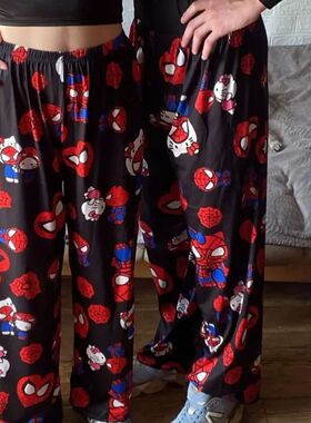 Y2K Spider Man Pajama Pants Loose Casual Pants Anime Hello K