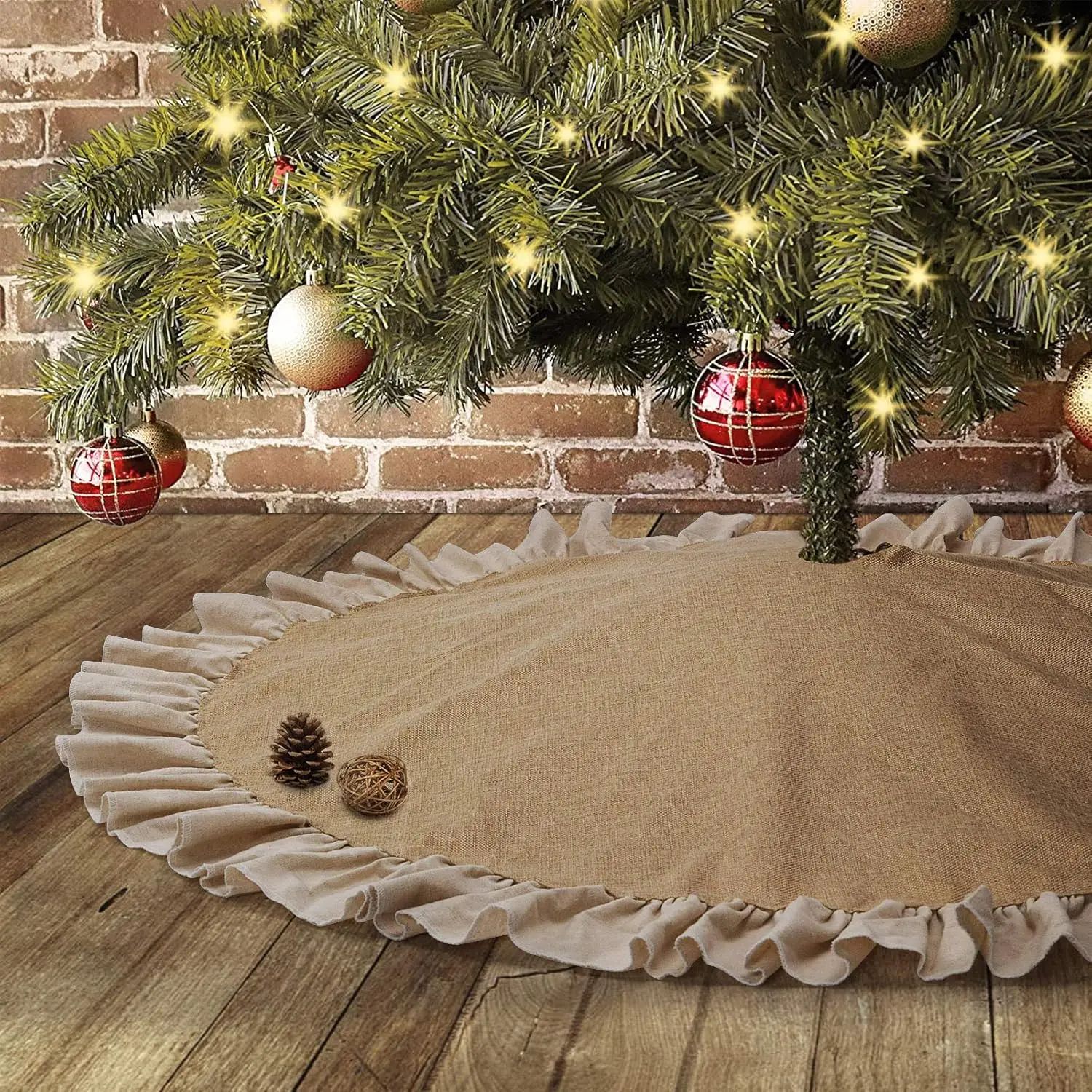 90/120cm Christmas Tree Skirt Burlap Fall Tree Skirt,Rustic