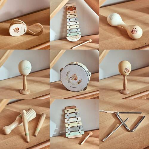 Baby Musical Toys Wooden Bear Rattle Bell Drum Xylophone Per