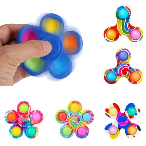 Funny Tie Dye Simple Fidget Spinner Finger Push Bubble Rotat
