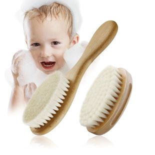 Baby Care Soft Wool Hair Brush for Newborn Wooden Infant Hea