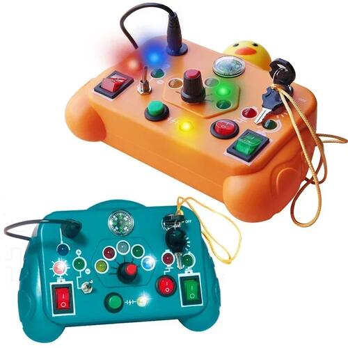 Montessori Busy Board Sensory Toys Cartoon with LED Light Sw - 封面