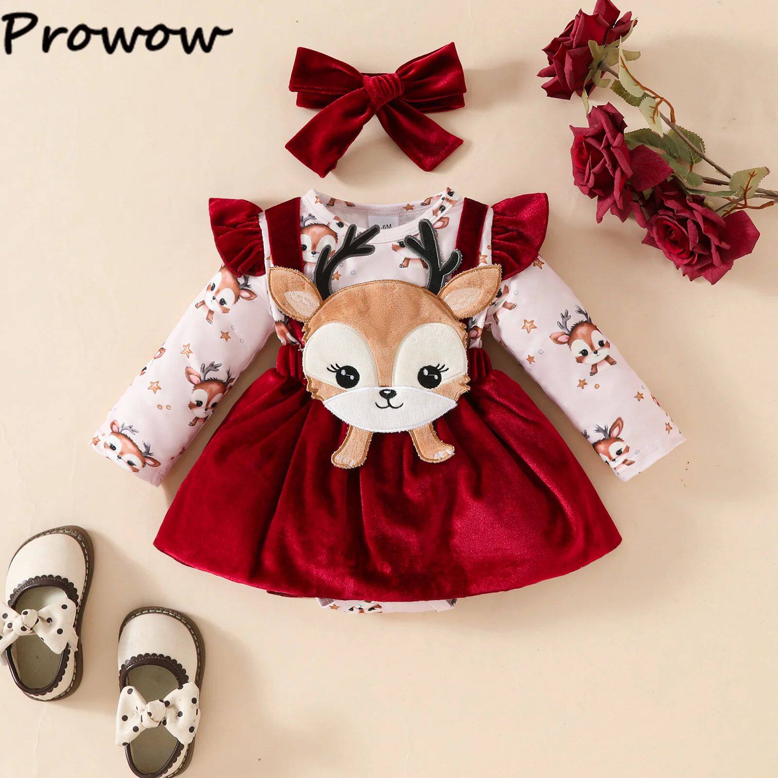 Ceeniu Baby Girl Christmas Clothes Tree Snowman Printed Body