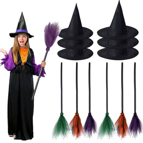 Wizard Hat / Witch Broom Halloween Party Decoration Festival