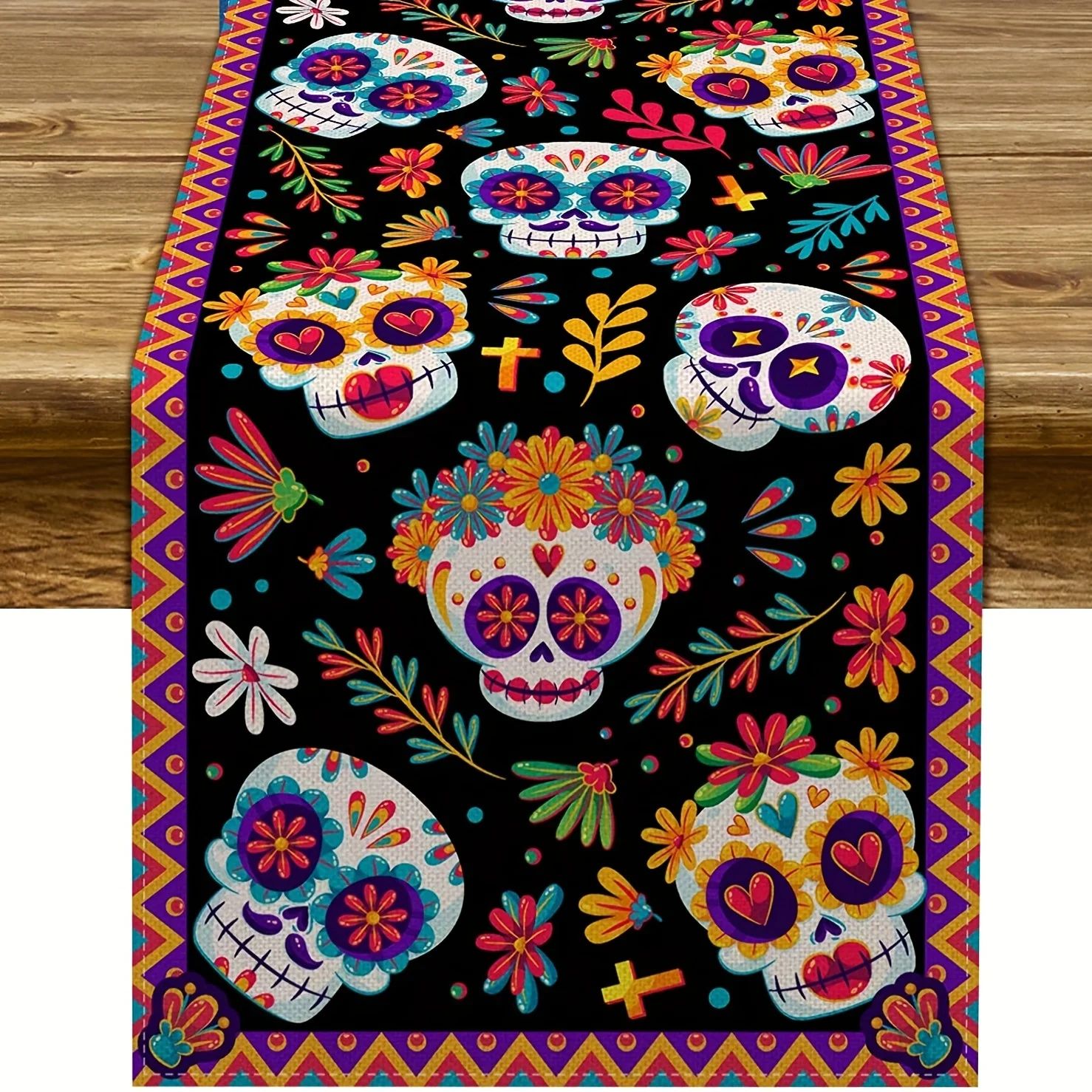 1 Piece of Mexican Day of the Dead Themed Table Runner, Deco