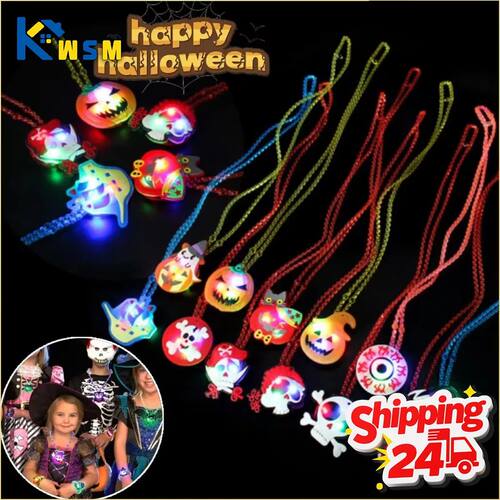 12-60PCS Halloween LED Glow Pumpkin Finger Ring  Wristband C