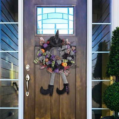 Halloween Wreath Long Legged Wicked Witch Front Door Garland