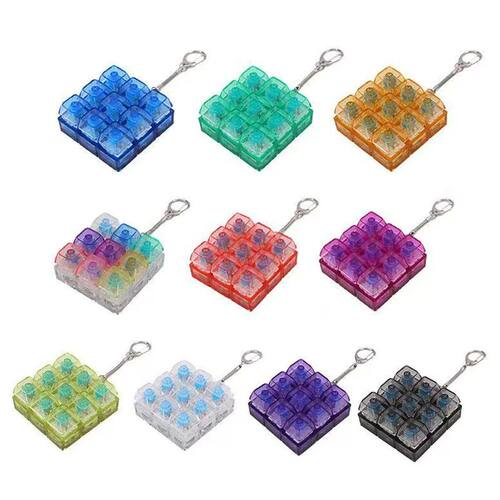 9-in-1 Keyboard Keychain Fidget Toy Decompression Button Fin