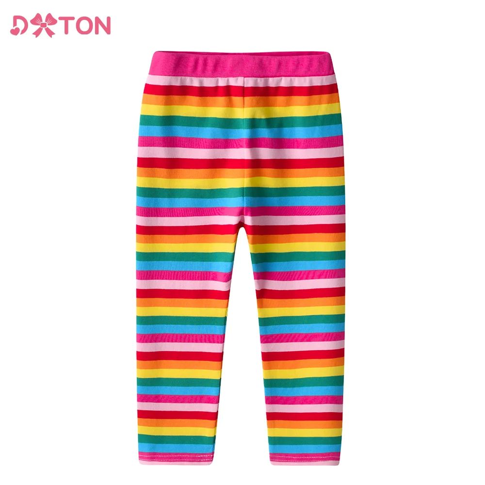 Girls Rainbow Striped Trousers Kids Cotton Casual Leggings a
