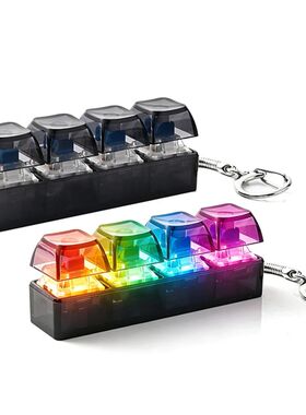 LED Keyboard Keychain Fidget Toys 4 Keys Keyboard Keycaps Fi
