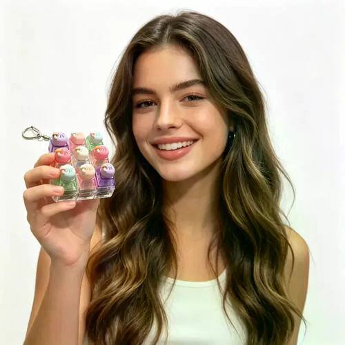 Cute Dumpling Keyboard Fidget Toy Keychain With Led Light, 9