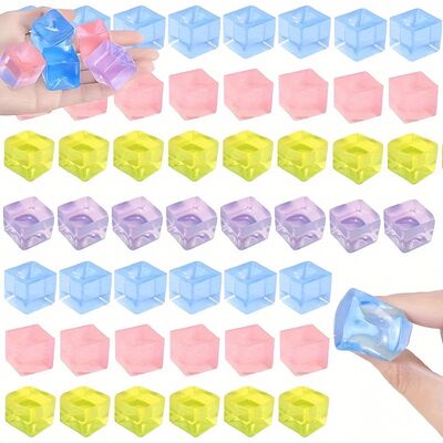 15Pcs Mini Ice Cube Squishy Toys Release Stress Transparent