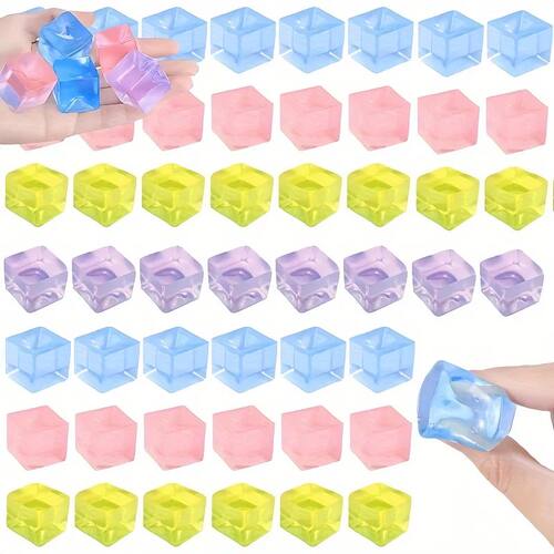 15Pcs Mini Ice Cube Squishy Toys Release Stress Transparent