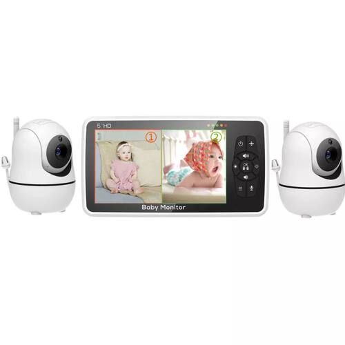 5 inch Video Baby Monitor with Two Camera and Audio, Night V
