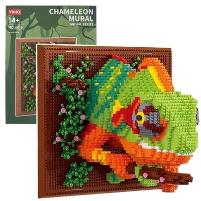 3D Animal Chameleon Building Blocks Lizard Mural Wall Stereo