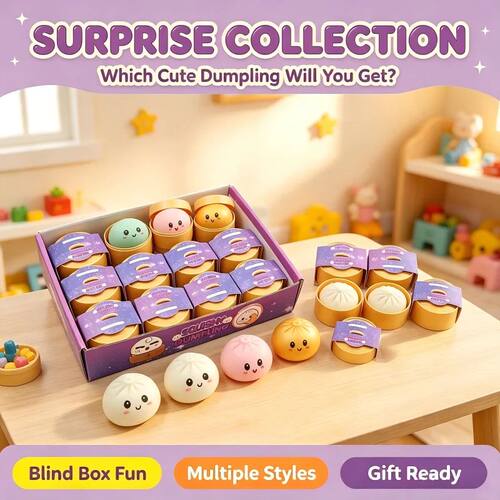 Glitter Dumpling Squishy Set: Mini Real Bun Squeeze Toy, Tac