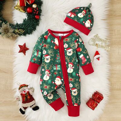 1-18 Months Newborn Baby Boy&Girl Christmas Jumpsuit Cute Sa