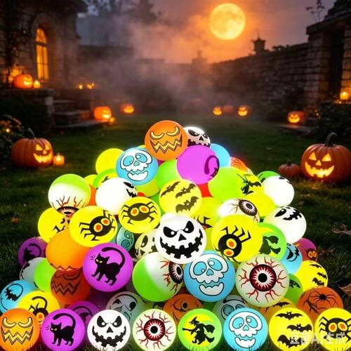 10-100Pcs MIni Glow-in-the-dark Bouncing Ball Spider Bat Gho