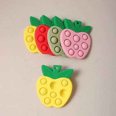 Newborn Baby silicone colorful apple teether Food Grade Safe