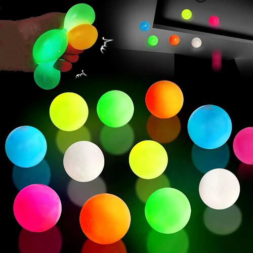 1/5/6Pcs Glow in The Dark Sticky Balls Squishy Stress Relief