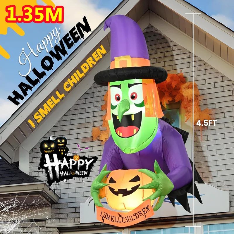 1.35M/4.5FT Halloween Inflatable Wall climbing witch Model B