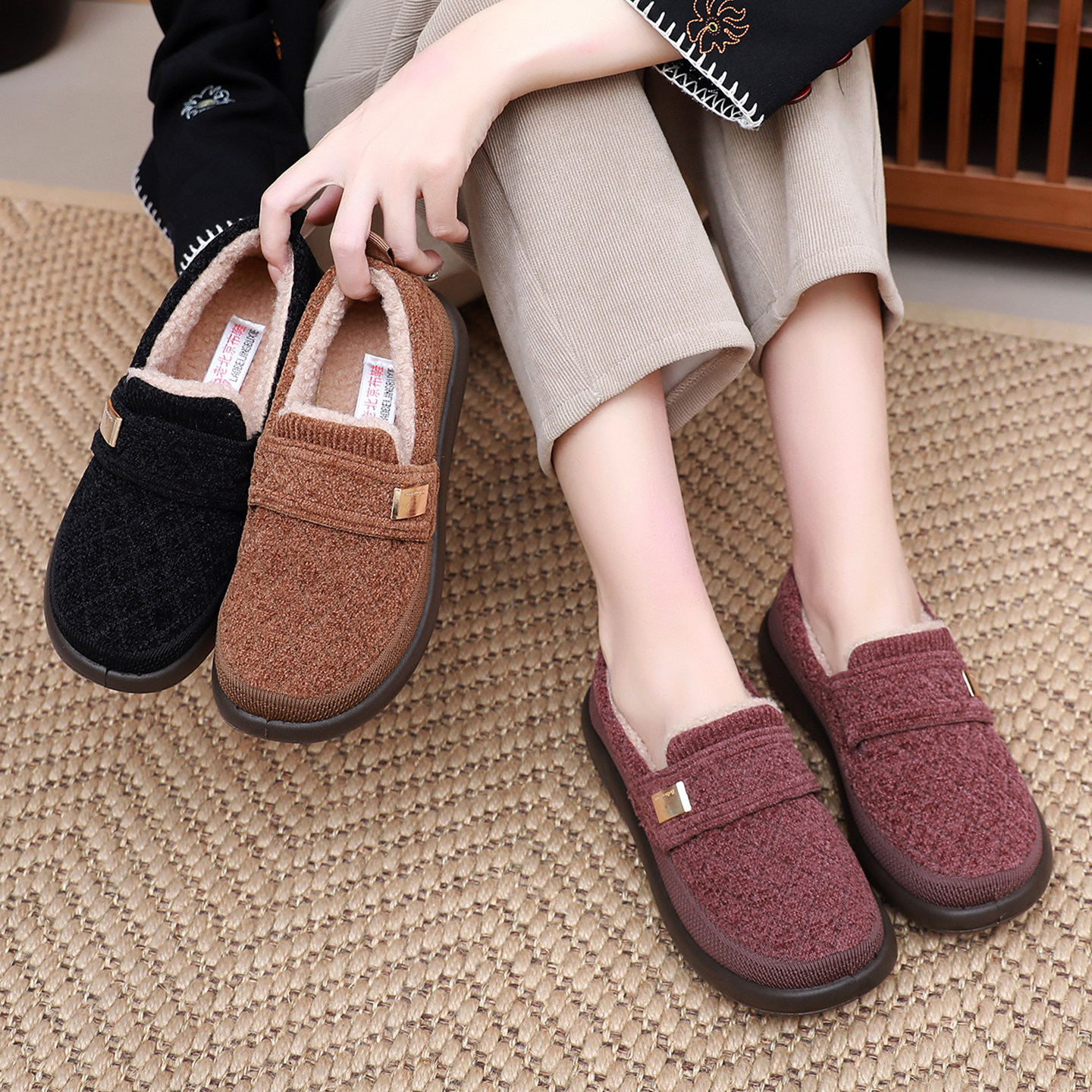 老北京布鞋女冬季新款加绒加厚保暖奶奶棉鞋软底舒适中老年妈妈鞋,女鞋,传统布鞋,淘宝优惠券,粉丝福利购,淘宝优惠卷