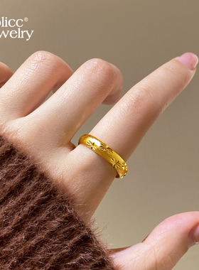 古里雅沙金满天星开口戒指高级感