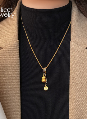 古里雅沙金葫芦钱币项链高级感