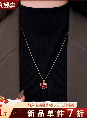 古里雅红色葫芦吊坠项链高级感