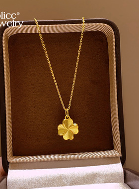 古里雅古法沙金四叶草项链高级感