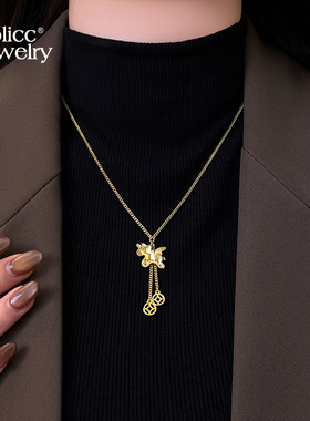 古里雅金色碎碎冰小马项链高级感