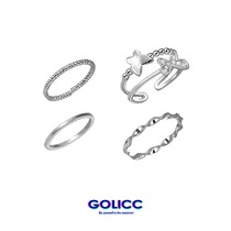 GOLICC4件套戒指女韩国ins冷淡风简约气质女网红潮食指戒尾戒指环